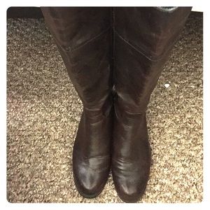 Tall dark brown boots